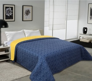 Tumši zils/dzeltens gultas pārklājs