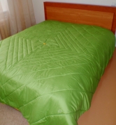 Zaļš satīna gultas pārklājs